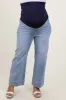 Light Blue Cuffed Wide Leg Maternity Plus Jeans sold by Pinkblush