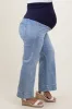 Light Blue Cuffed Wide Leg Maternity Plus Jeans sold by Pinkblush