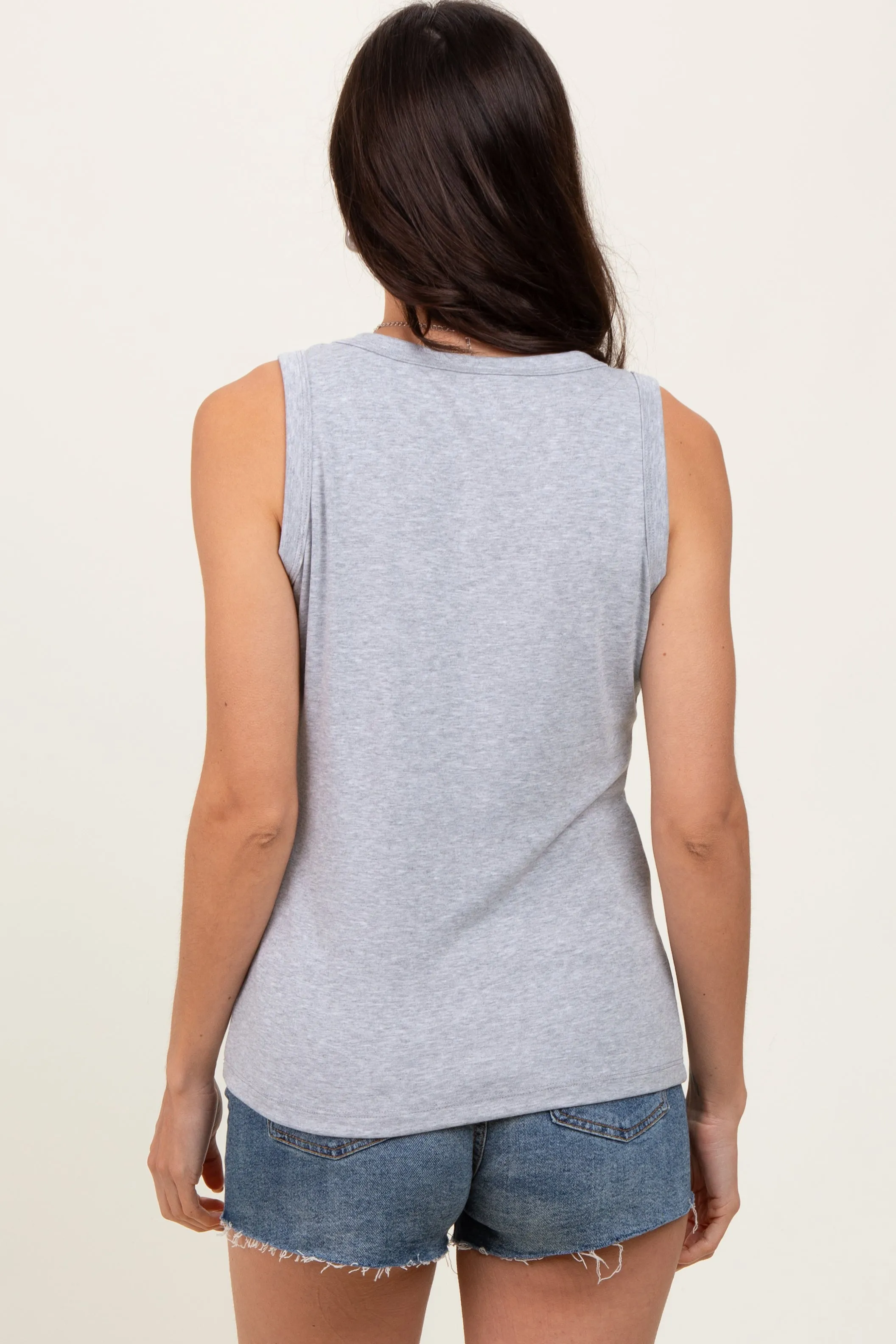Heather Grey Basic V-Neck Tank Top sold by Pinkblush product image thumbnail 4