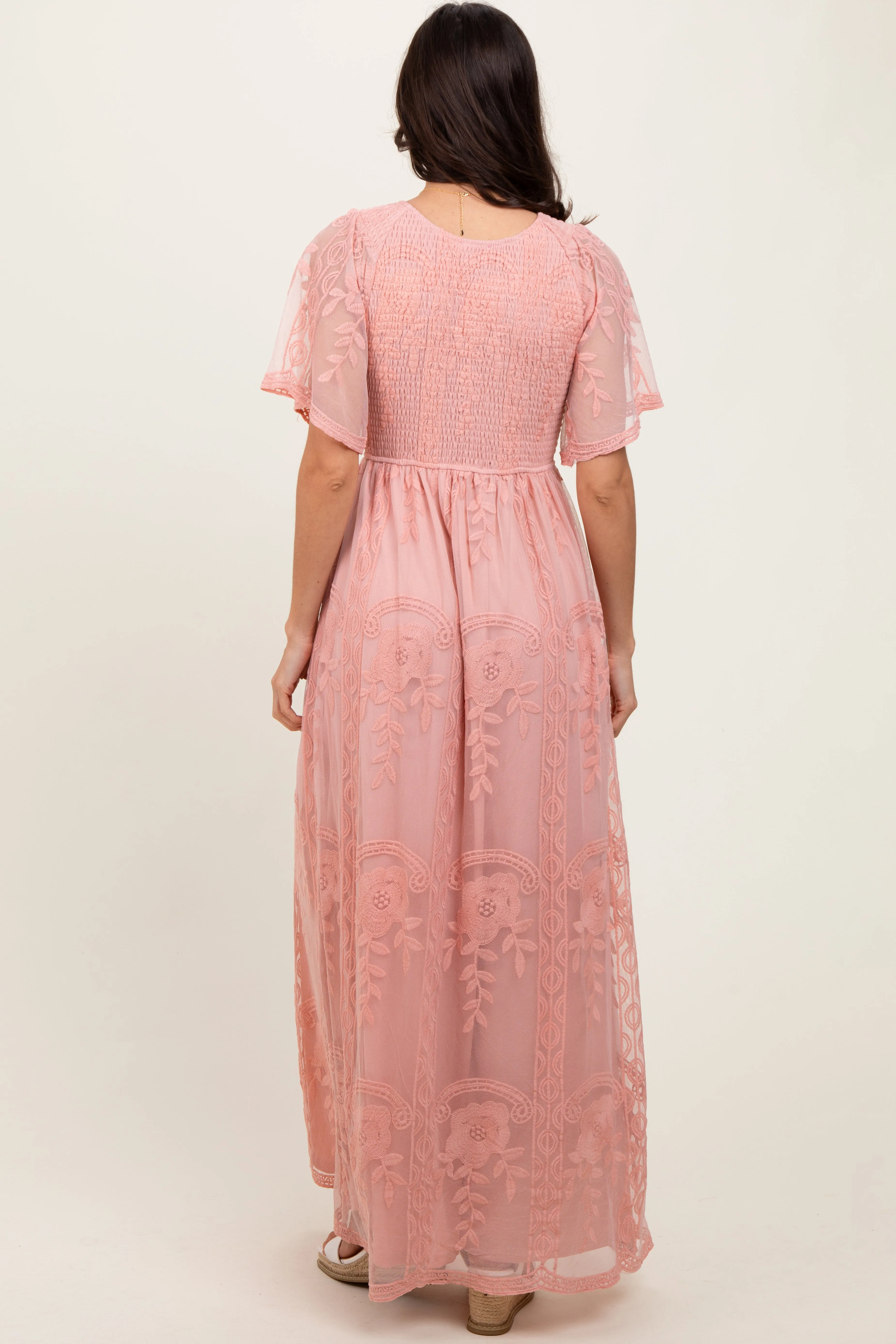 Pink Smocked Top Lace Maxi Dress sold by Pinkblush product image thumbnail 4