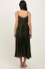 Olive Pleated Sash Tie Midi Dress sold by Pinkblush