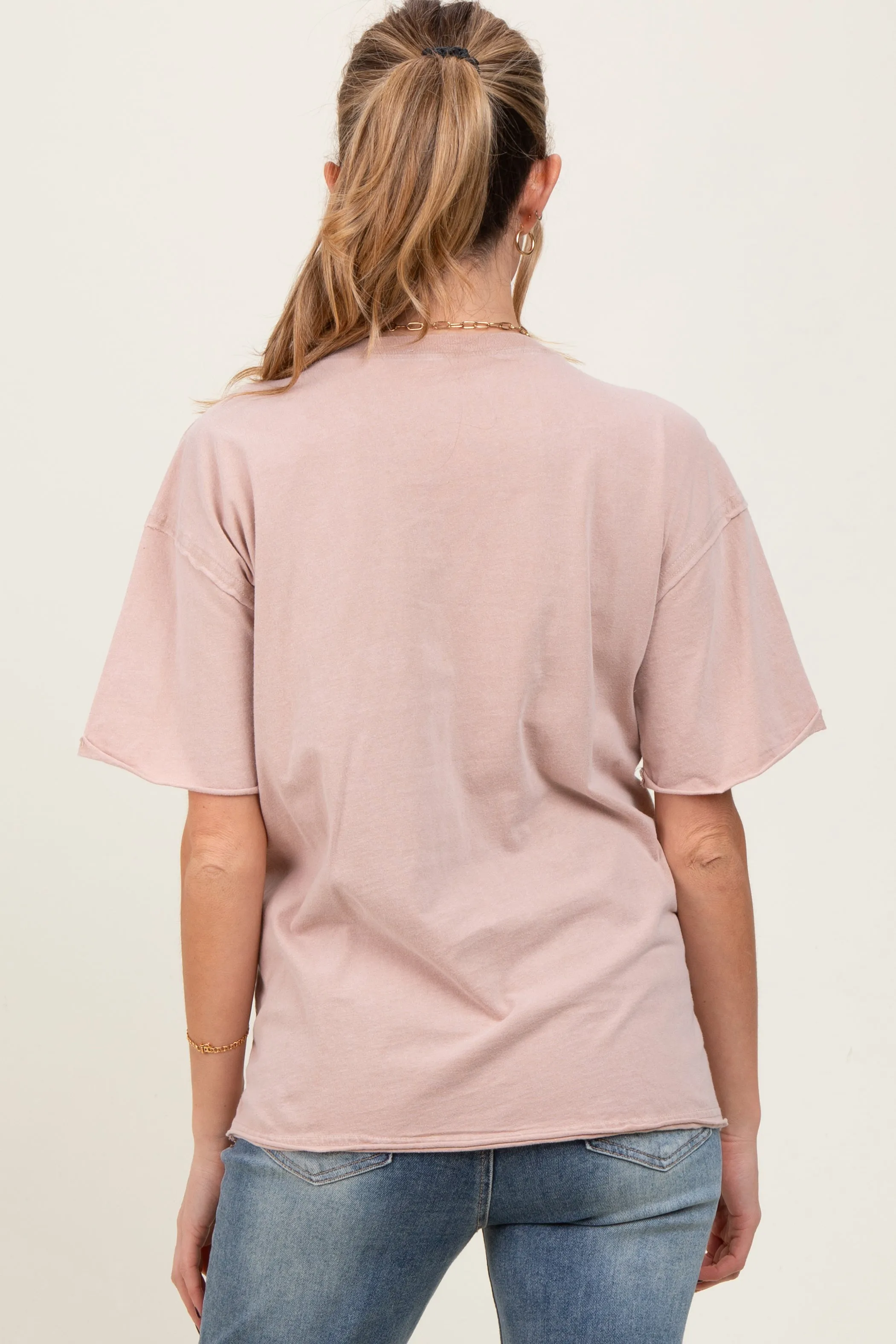 Taupe Short Sleeve Front Pocket Tunic Maternity Top sold by Pinkblush product image thumbnail 4