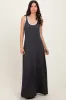 Charcoal Solid Open Back Sleeveless Maxi Dress sold by Pinkblush