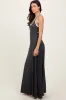 Charcoal Solid Open Back Sleeveless Maxi Dress sold by Pinkblush