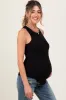 Black Ribbed Basic Crew Neck Maternity Tank sold by Pinkblush