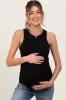 Black Ribbed Basic Crew Neck Maternity Tank sold by Pinkblush