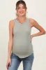 Light Olive Ribbed Basic Crew Neck Maternity Tank sold by Pinkblush