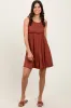 Rust Ribbed Sleeveless Lettuce Trim Mini Dress sold by Pinkblush