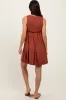 Rust Ribbed Sleeveless Lettuce Trim Mini Dress sold by Pinkblush