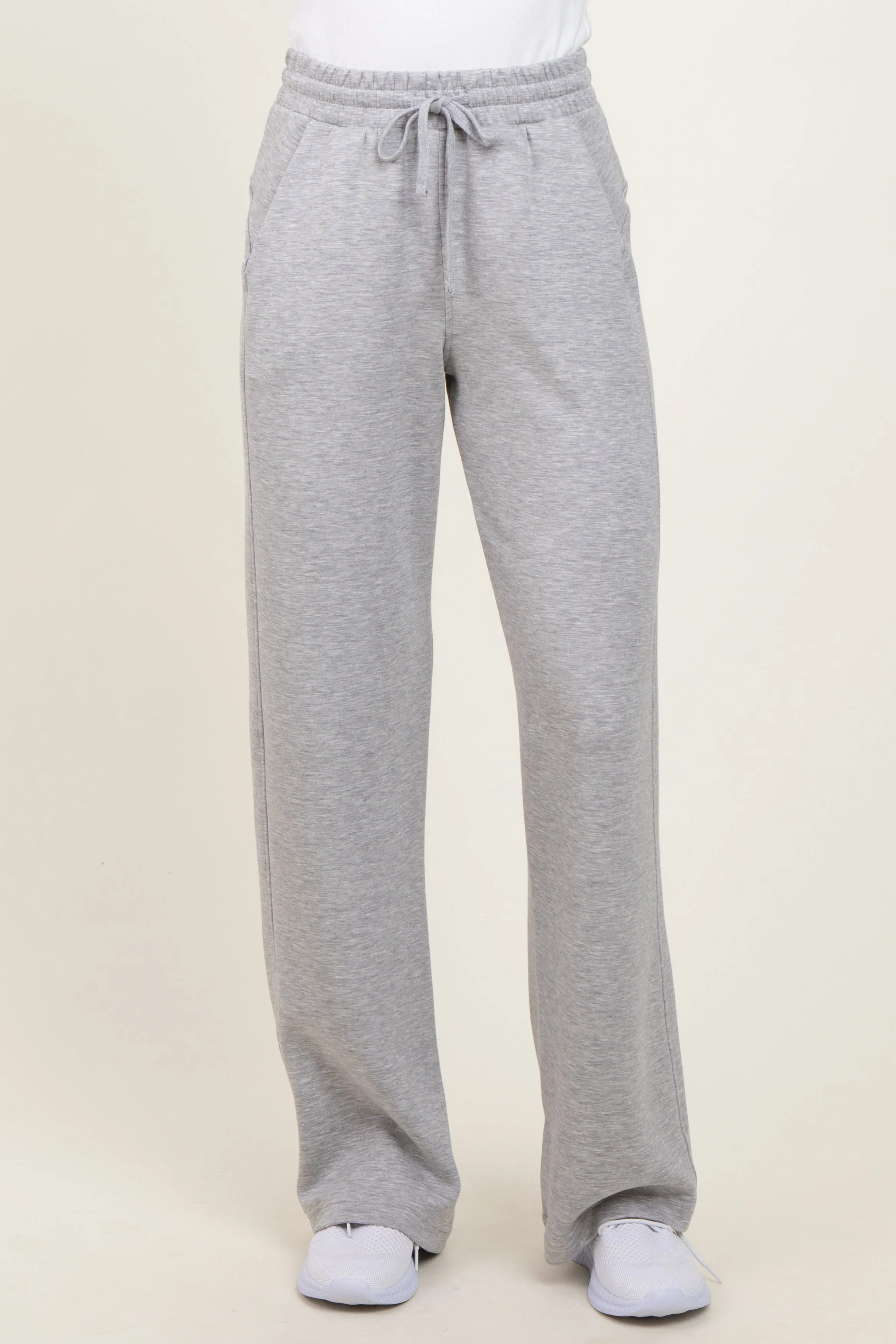Heather Grey Straight Leg Drawstring Sweatpants sold by Pinkblush product image thumbnail 3