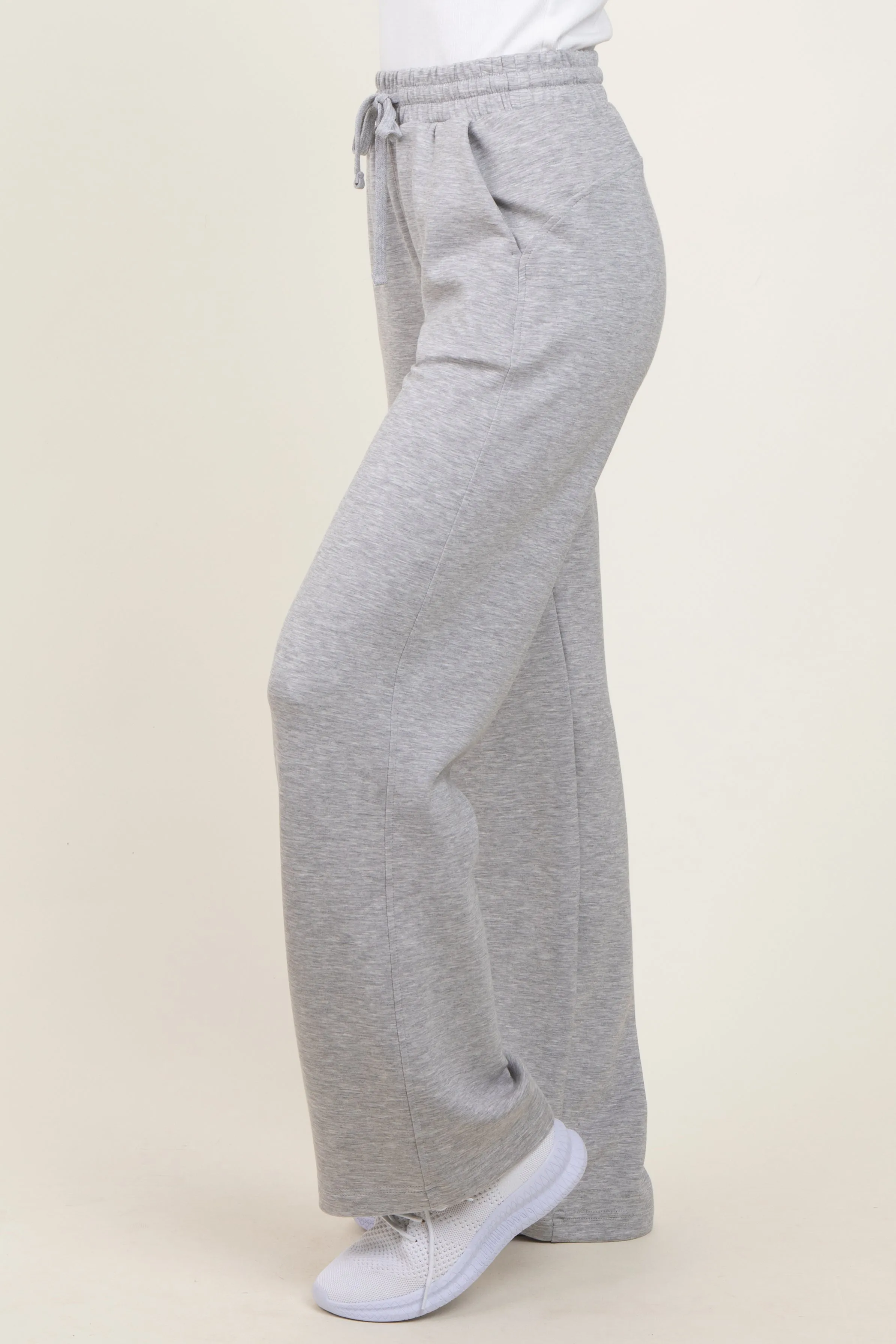 Heather Grey Straight Leg Drawstring Sweatpants sold by Pinkblush product image thumbnail 4