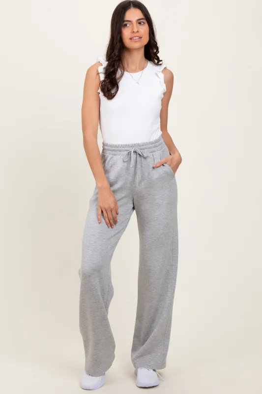 Heather Grey Straight Leg Drawstring Sweatpants sold by Pinkblush