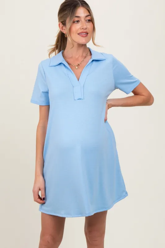 Blue Basic Polo Maternity Dress sold by Pinkblush