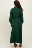 Dark Olive Gauze Belted Shirt Midi Dress sold by Pinkblush
