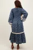 Blue Smocked Floral Crochet Lace Trim Maxi Dress sold by Pinkblush