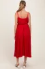 Red Pleated Sash Tie Maternity Midi Dress sold by Pinkblush