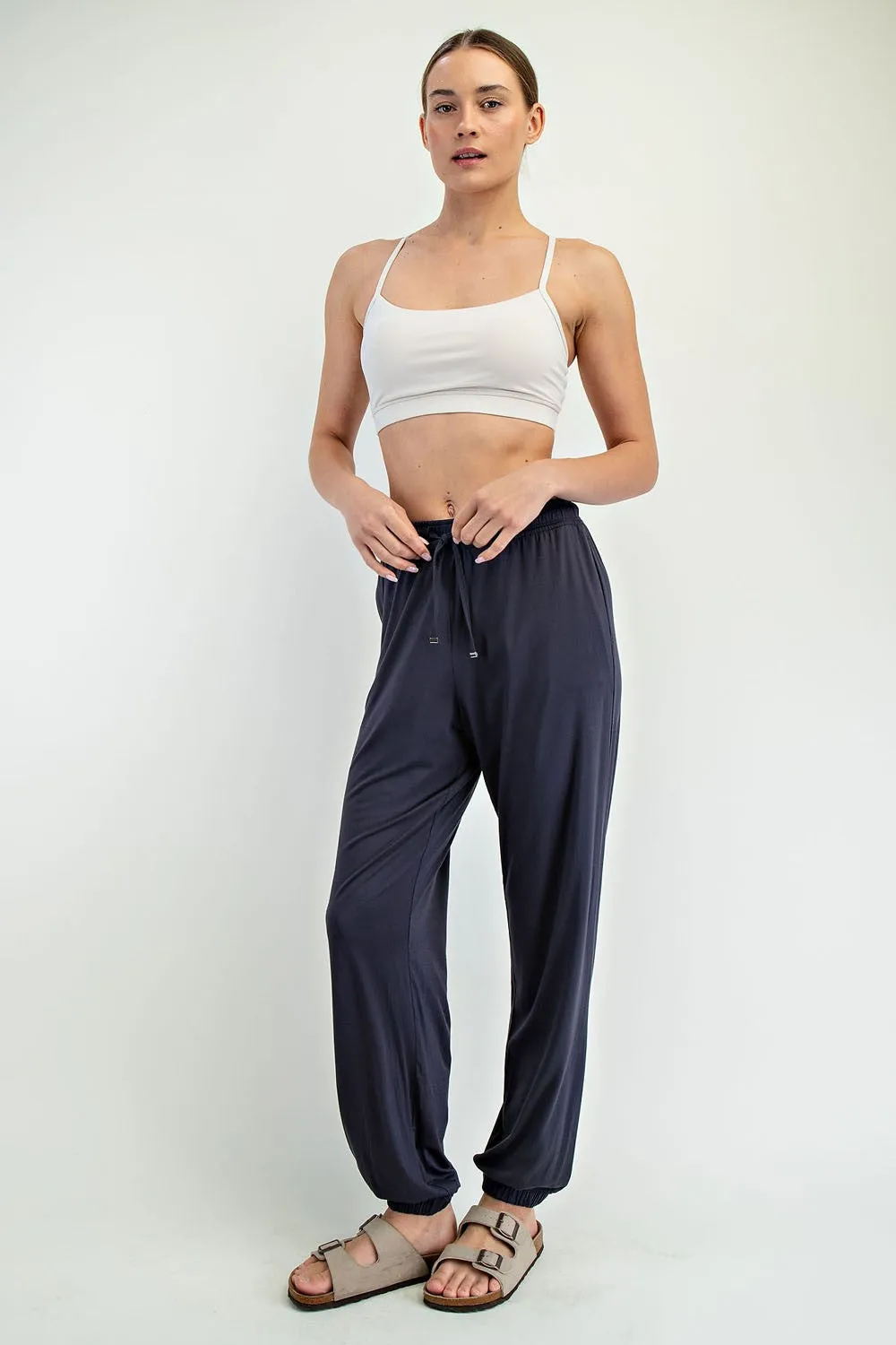 Charcoal Drawstring Jogger Pants sold by Pinkblush