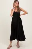 Black Pleated Sash Tie Maternity Midi Dress sold by Pinkblush