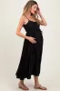 Black Pleated Sash Tie Maternity Midi Dress sold by Pinkblush