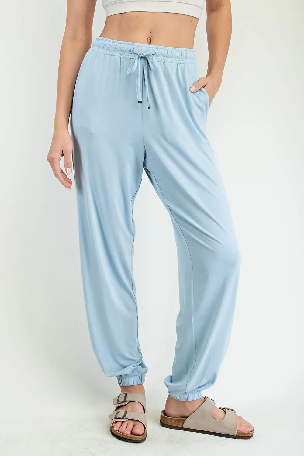 Light Blue Drawstring Jogger Pants sold by Pinkblush product image thumbnail 2