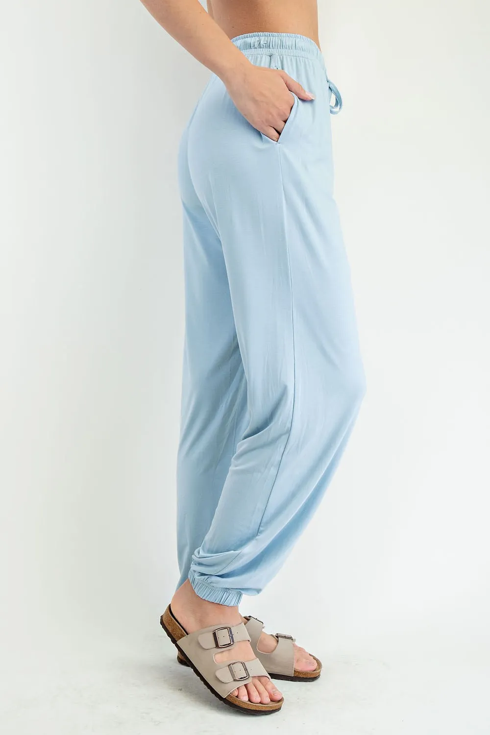 Light Blue Drawstring Jogger Pants sold by Pinkblush product image thumbnail 3