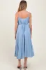 Light Blue Pleated Sash Tie Maternity Midi Dress sold by Pinkblush
