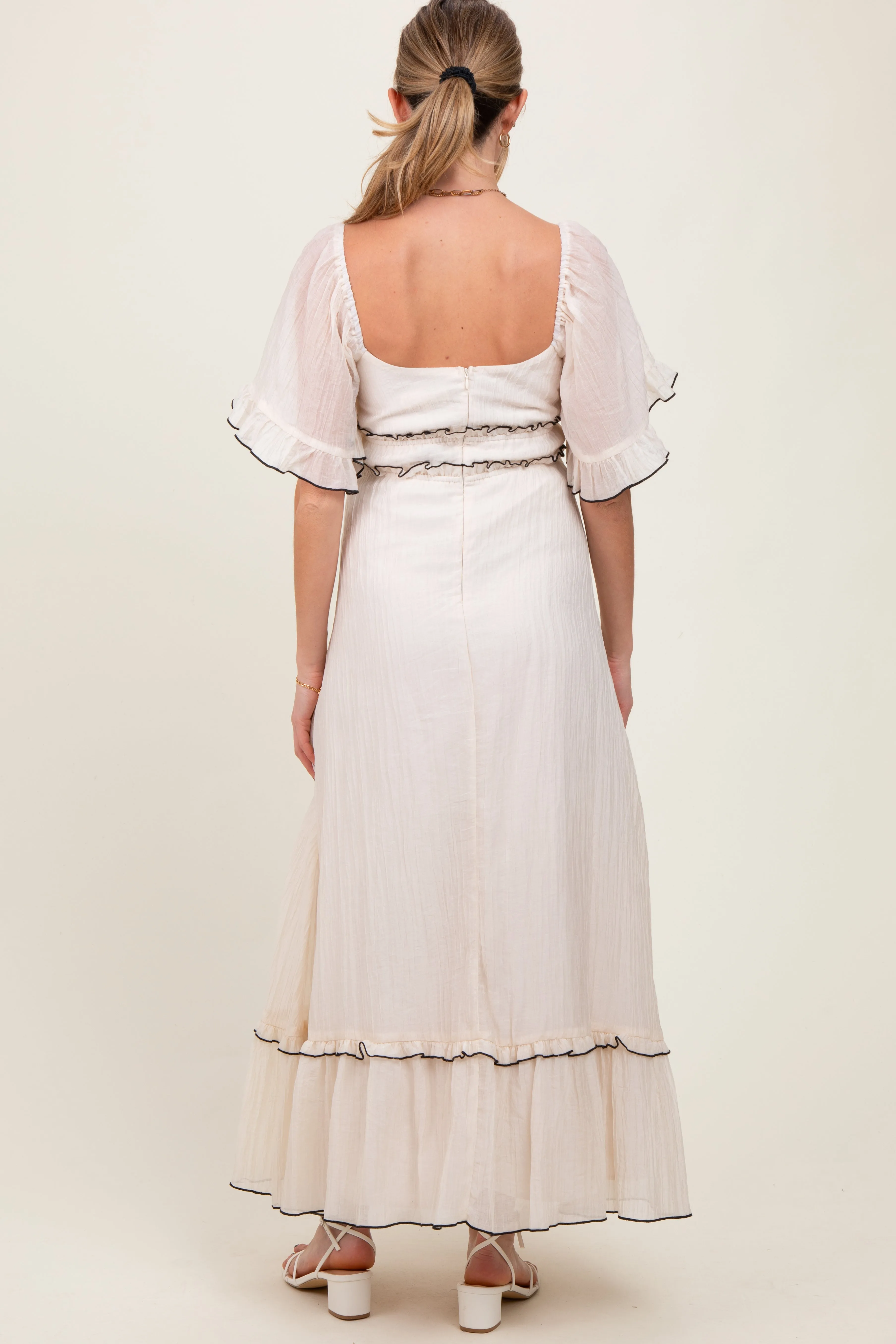 Cream Wide Sleeve Maternity Maxi Dress sold by Pinkblush product image thumbnail 3