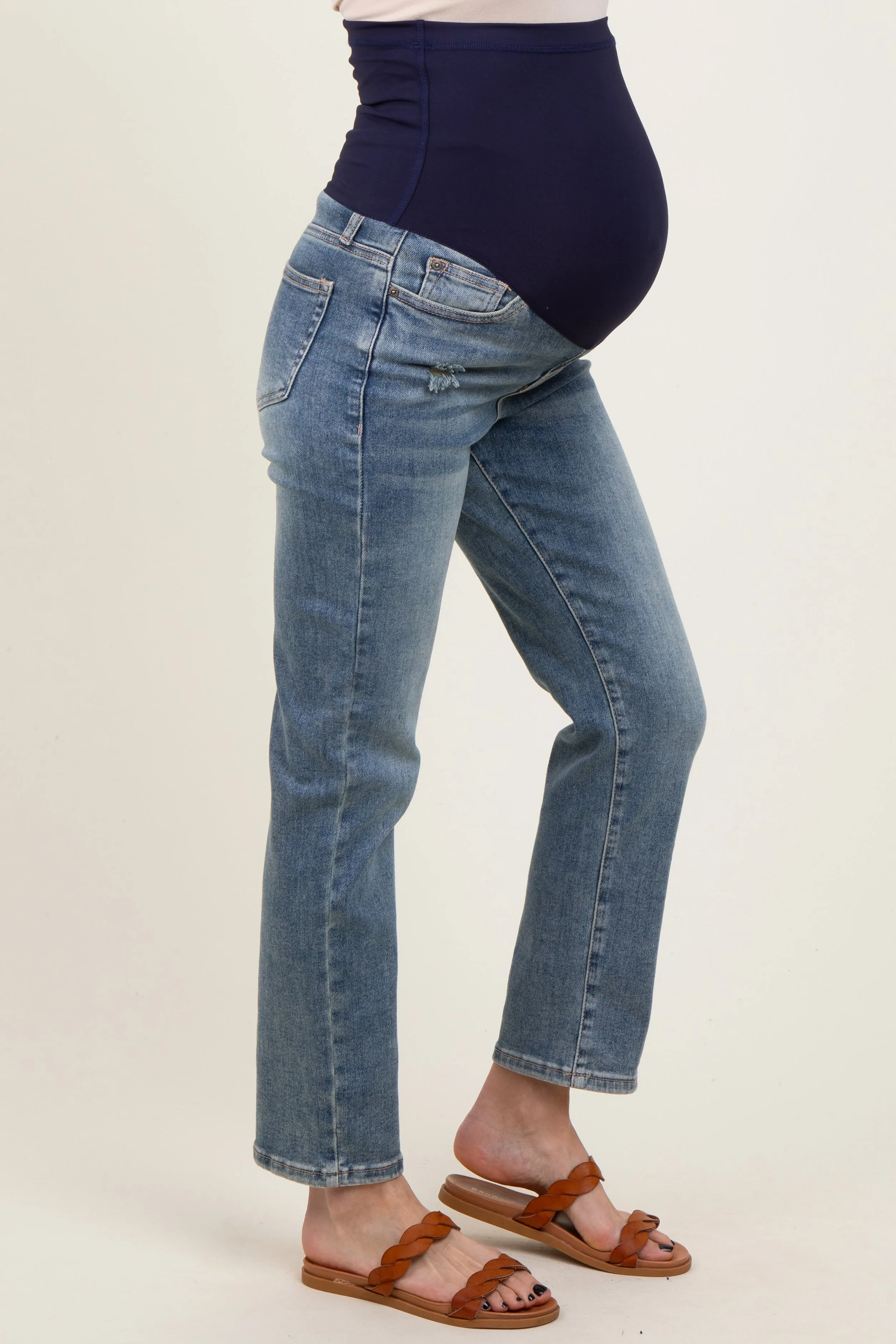 Light Wash Slim Straight Maternity Jeans sold by Pinkblush product image thumbnail 4