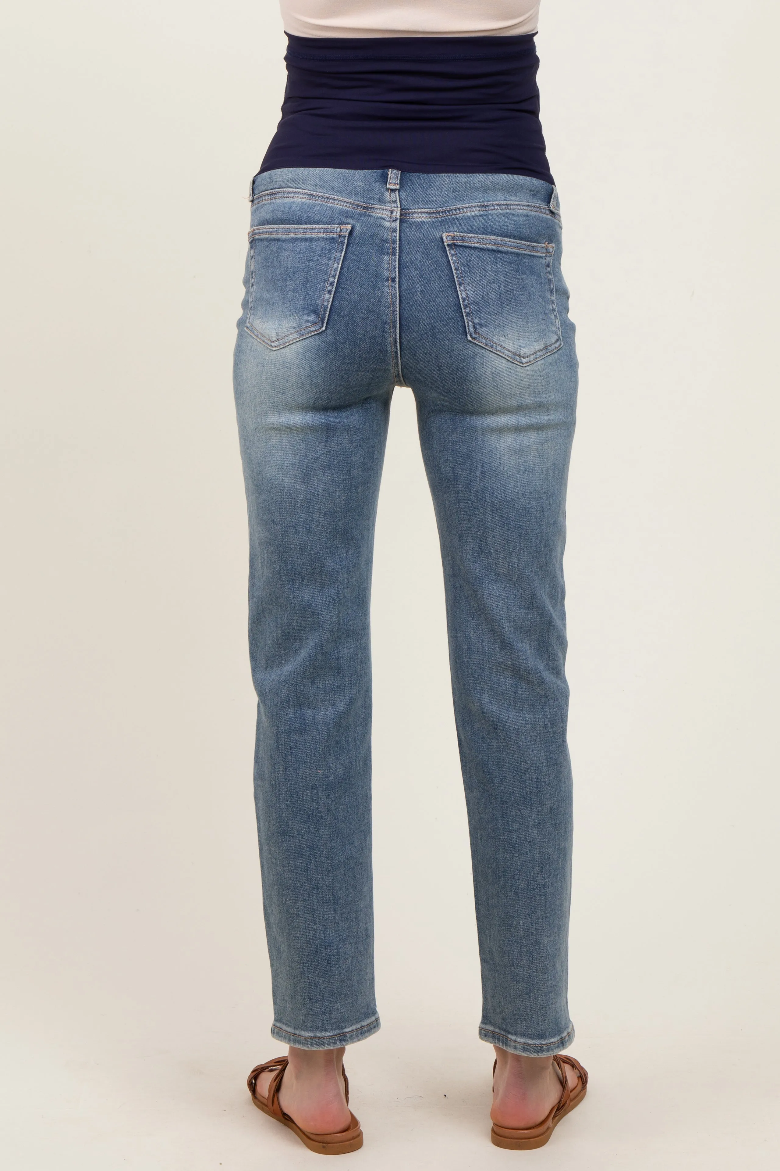 Light Wash Slim Straight Maternity Jeans sold by Pinkblush product image thumbnail 5