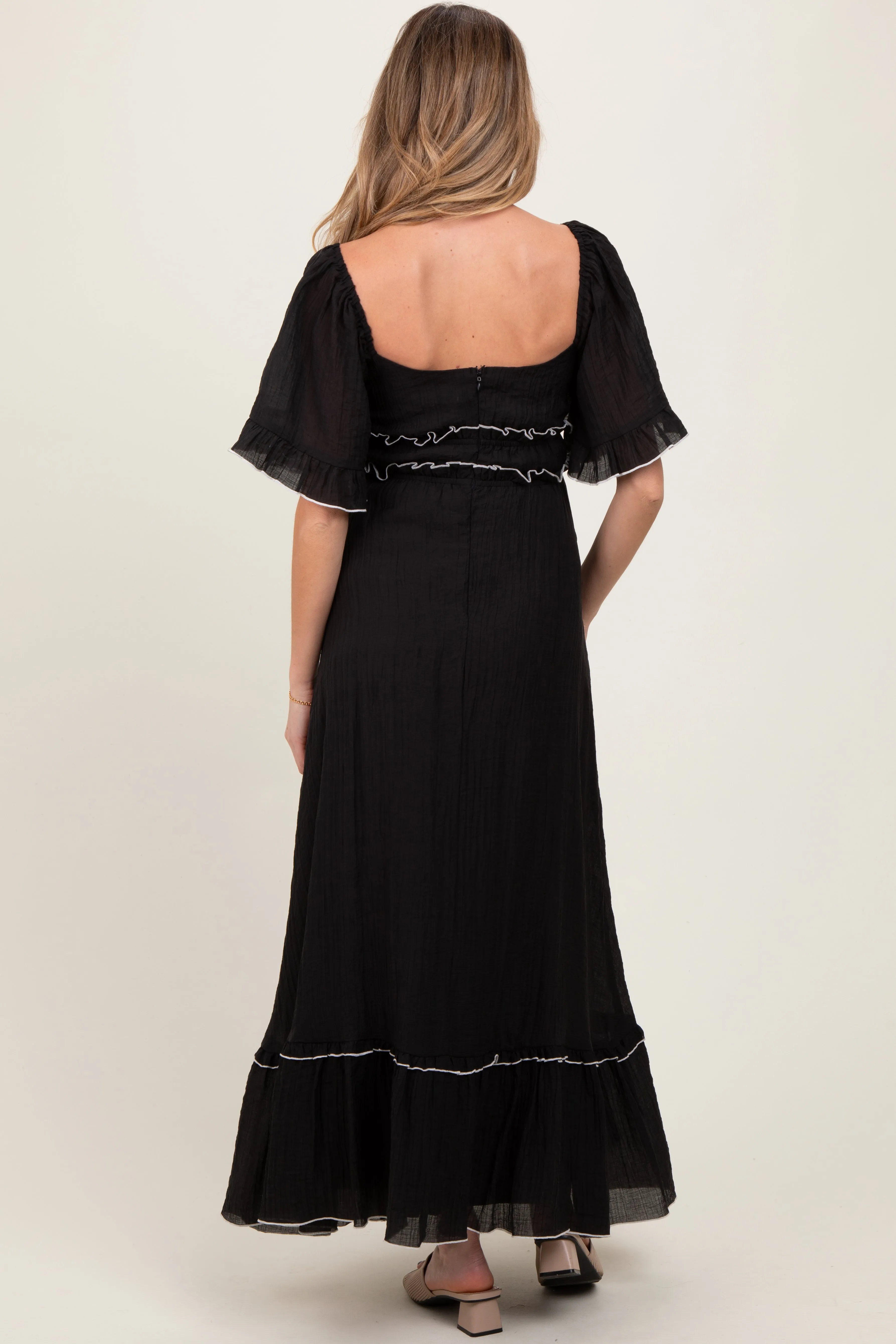 Black Wide Sleeve Maternity Maxi Dress sold by Pinkblush product image thumbnail 4