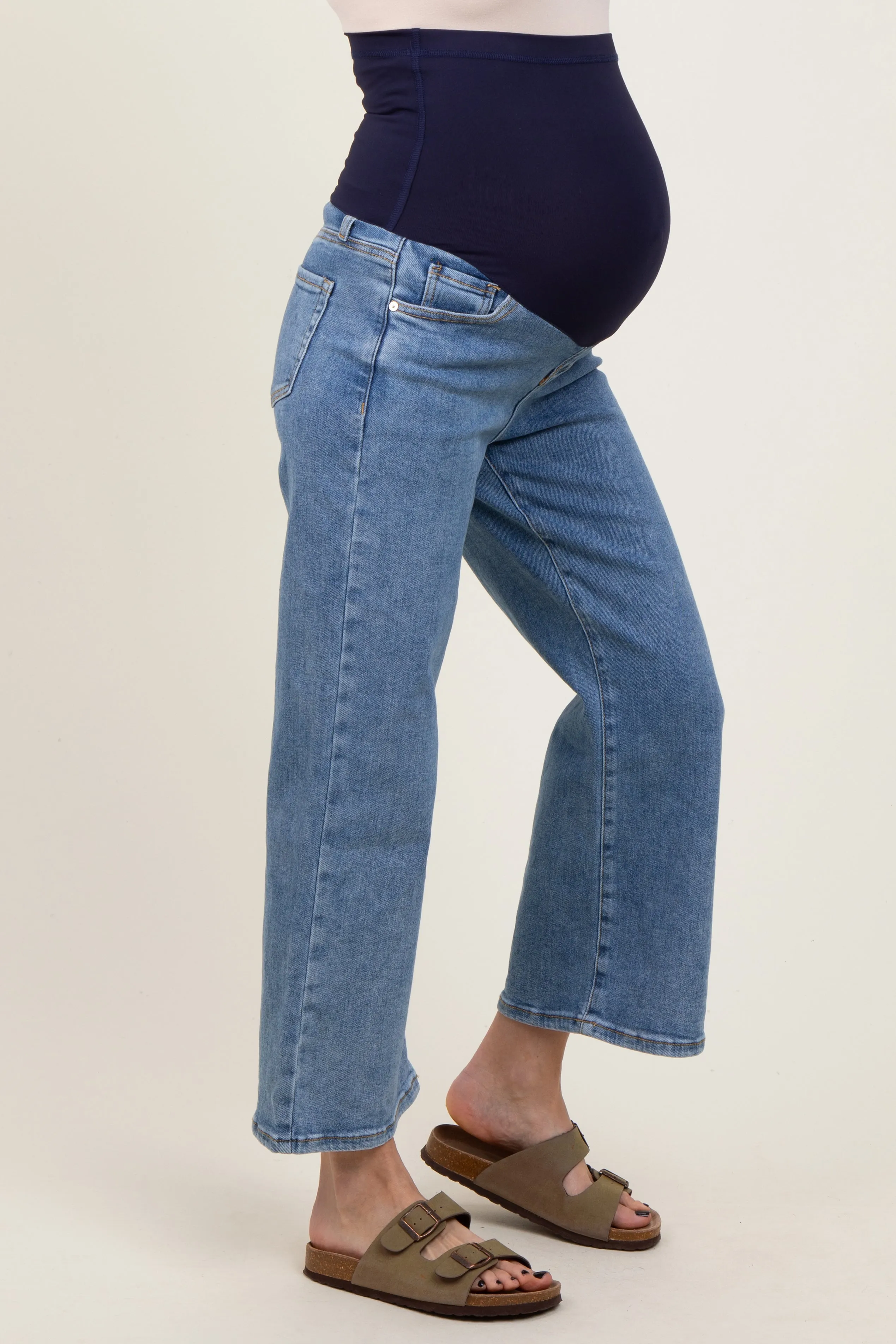 Light Wash Cropped Denim Maternity Jeans sold by Pinkblush product image thumbnail 3