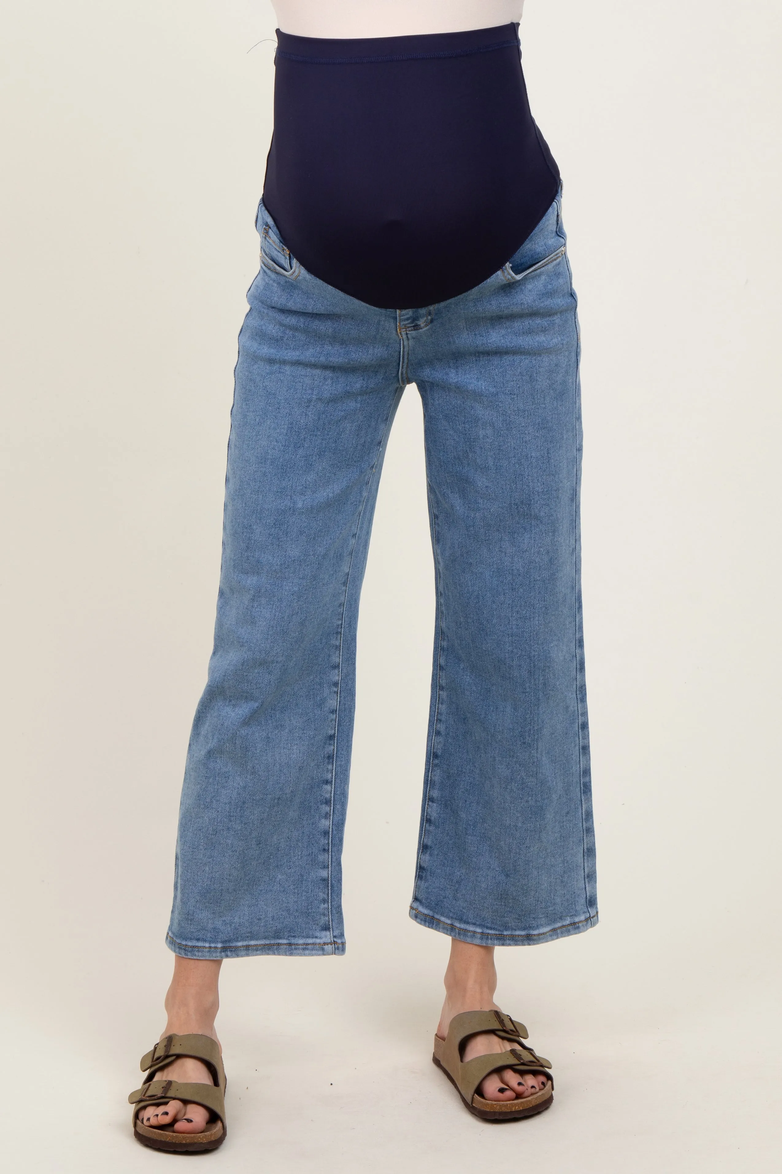 Light Wash Cropped Denim Maternity Jeans sold by Pinkblush product image thumbnail 2