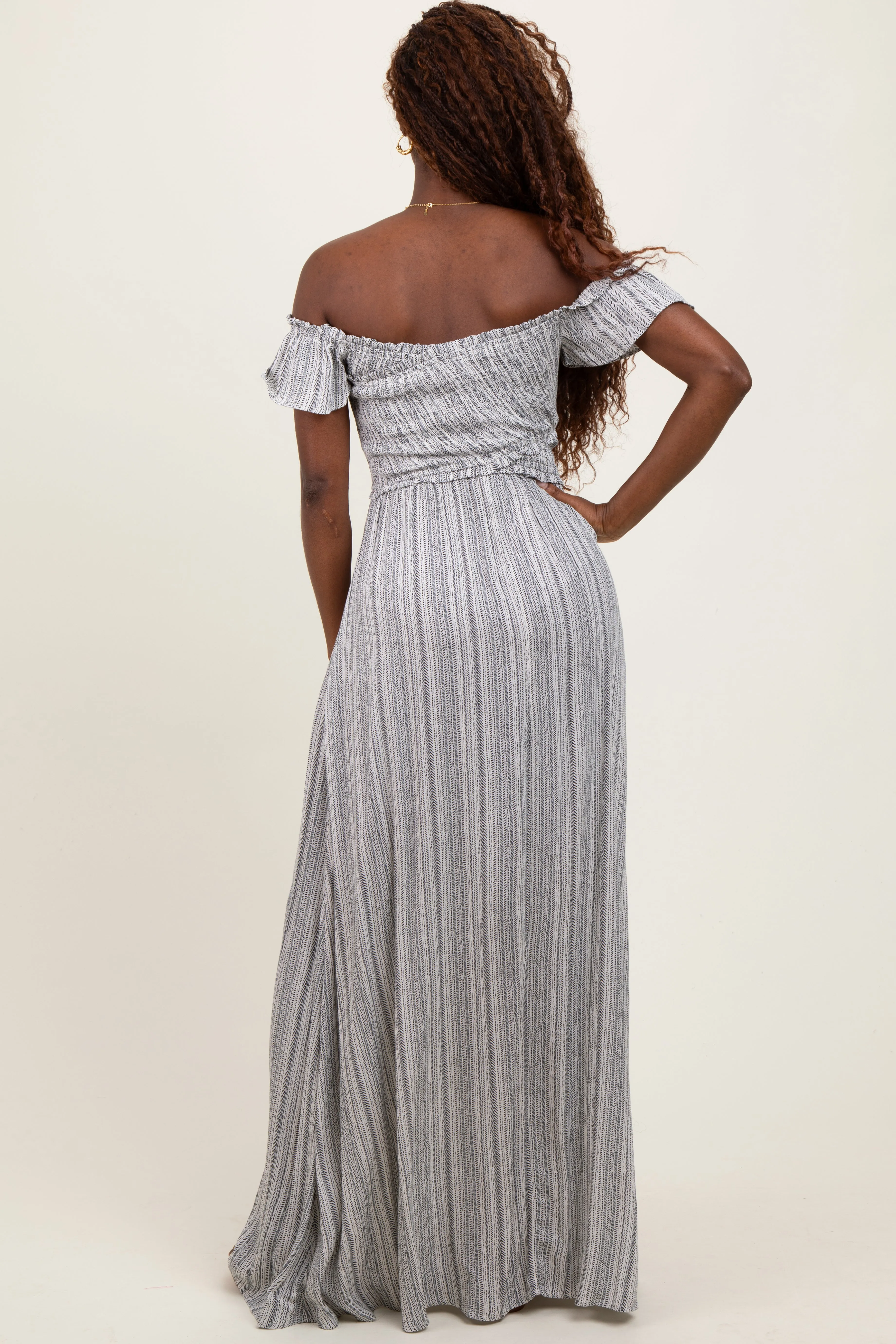 Black Smocked Top Woven Maxi Dress sold by Pinkblush product image thumbnail 3