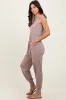 Mocha Scoop Neck Sleeveless Jogger Jumpsuit sold by Pinkblush