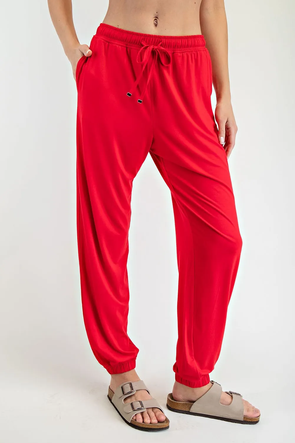 Red Drawstring Jogger Pants sold by Pinkblush product image thumbnail 2