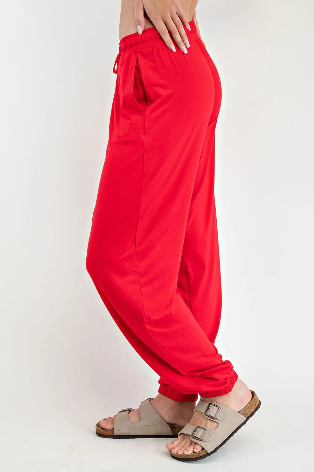 Red Drawstring Jogger Pants sold by Pinkblush product image thumbnail 3