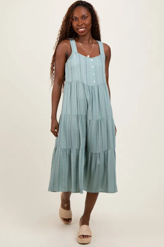 Light Olive Dot Stripe Tiered Midi Dress sold by Pinkblush