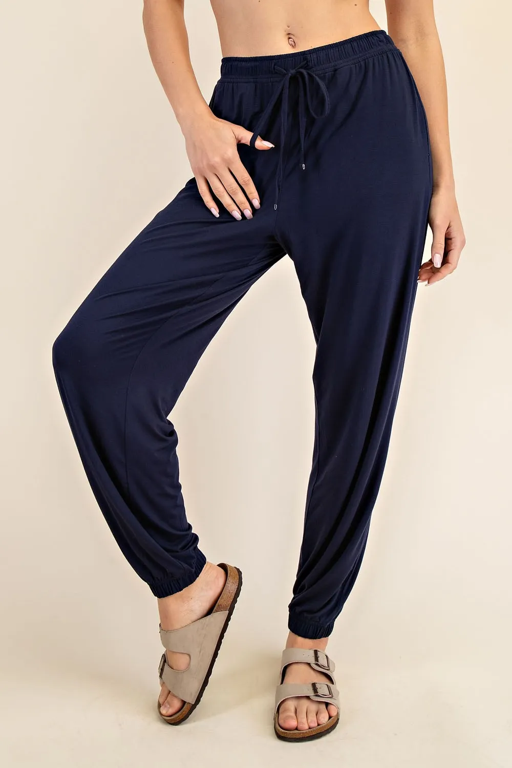 Navy Drawstring Jogger Pants sold by Pinkblush product image thumbnail 2