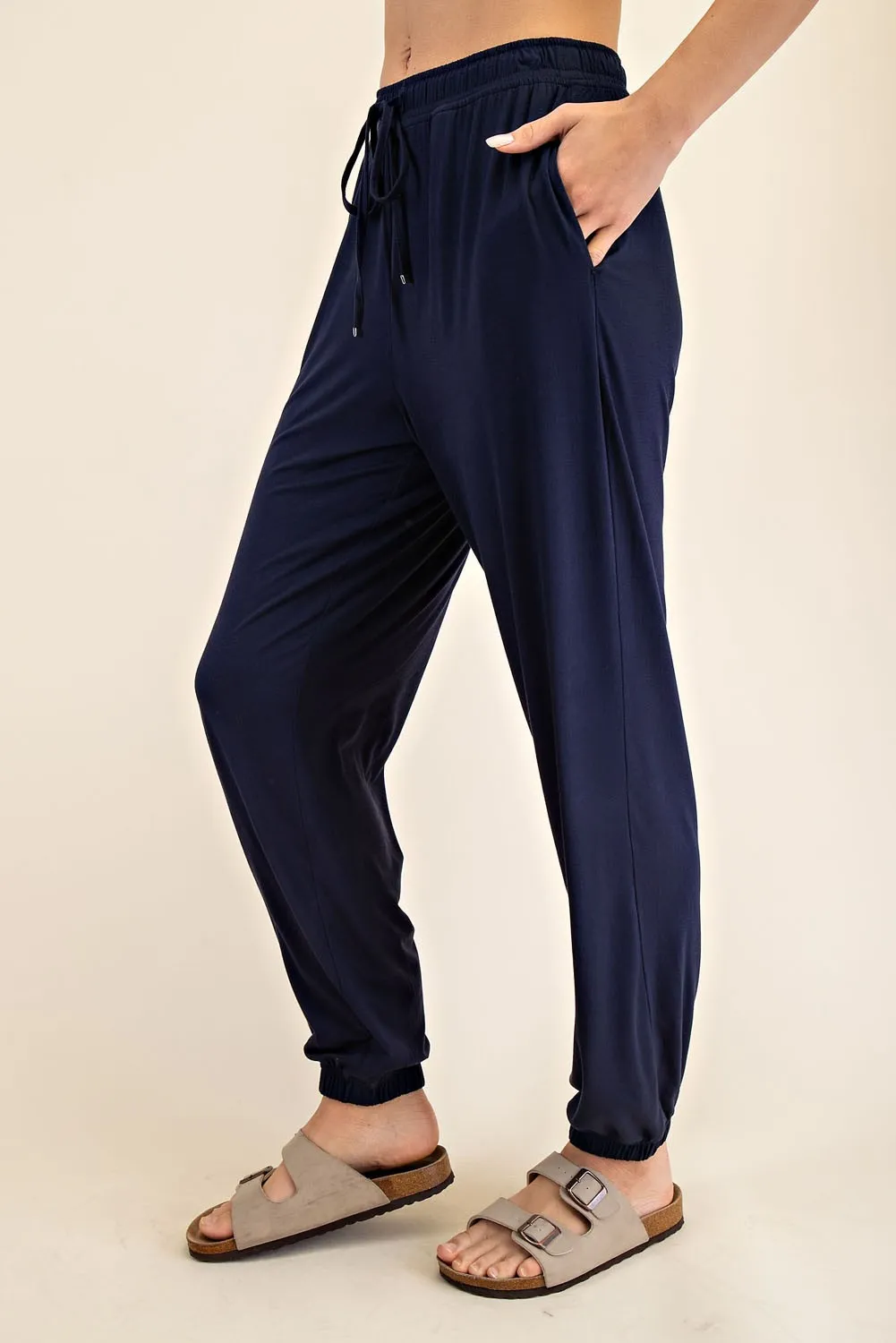 Navy Drawstring Jogger Pants sold by Pinkblush product image thumbnail 3