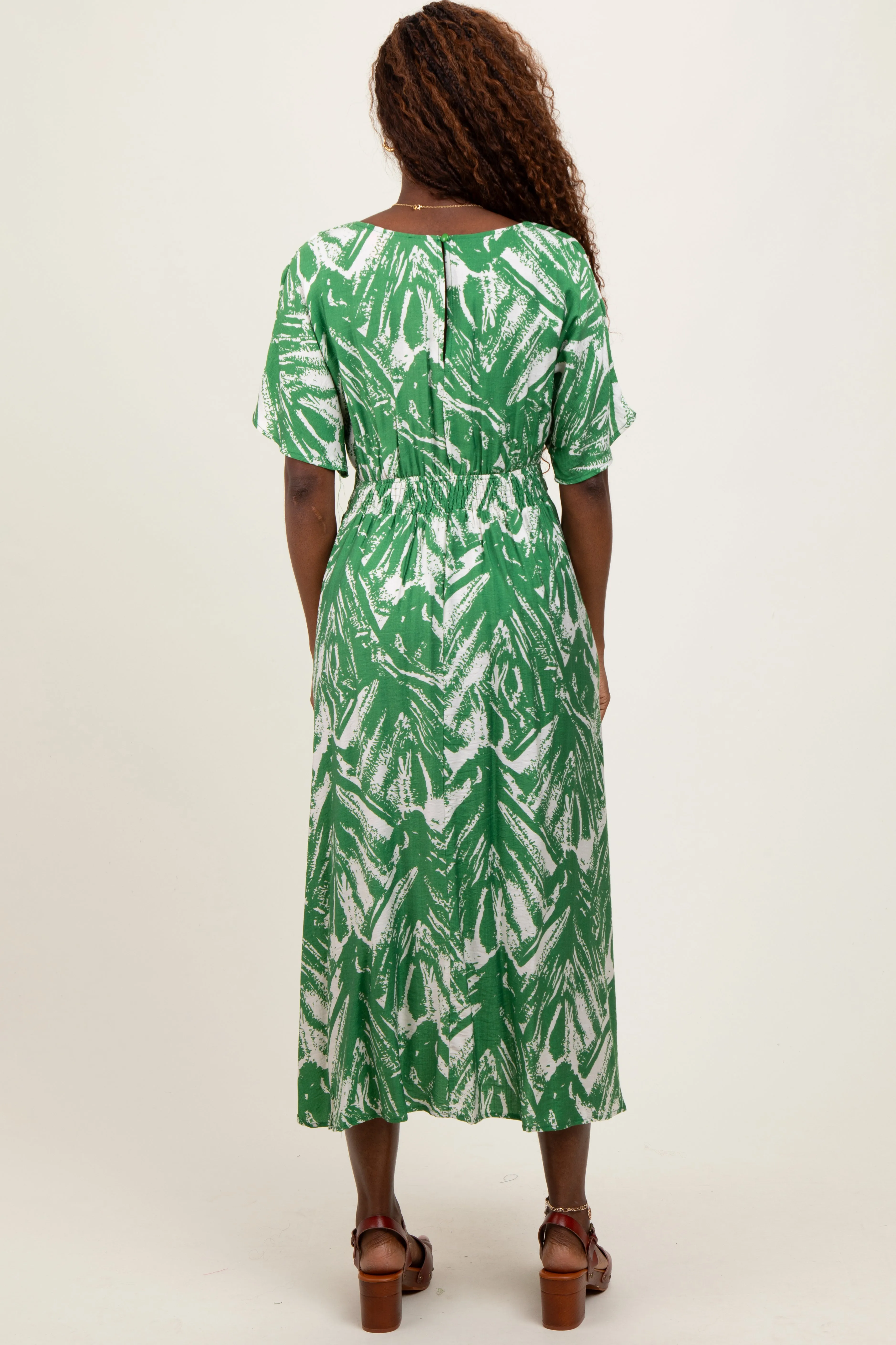 Green Brushstroke Print Cutout Midi Dress sold by Pinkblush product image thumbnail 4
