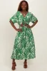 Green Brushstroke Print Cutout Midi Dress sold by Pinkblush