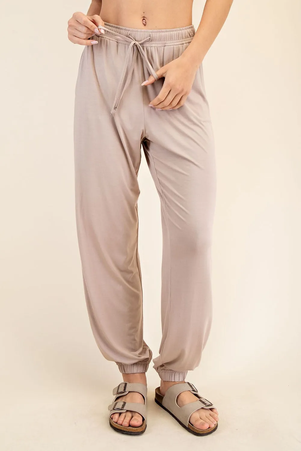 Beige Drawstring Jogger Pants sold by Pinkblush product image thumbnail 2