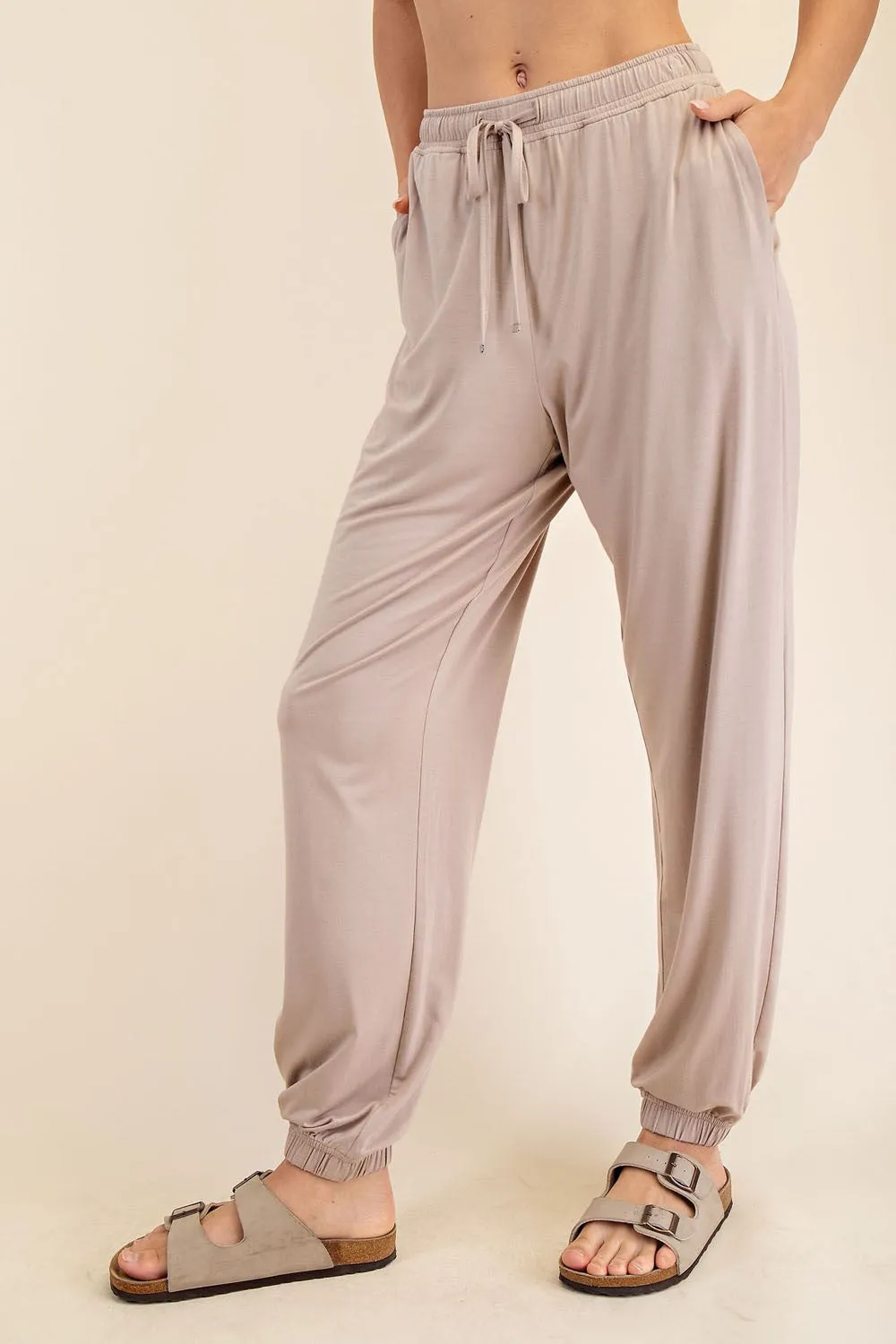 Beige Drawstring Jogger Pants sold by Pinkblush product image thumbnail 3