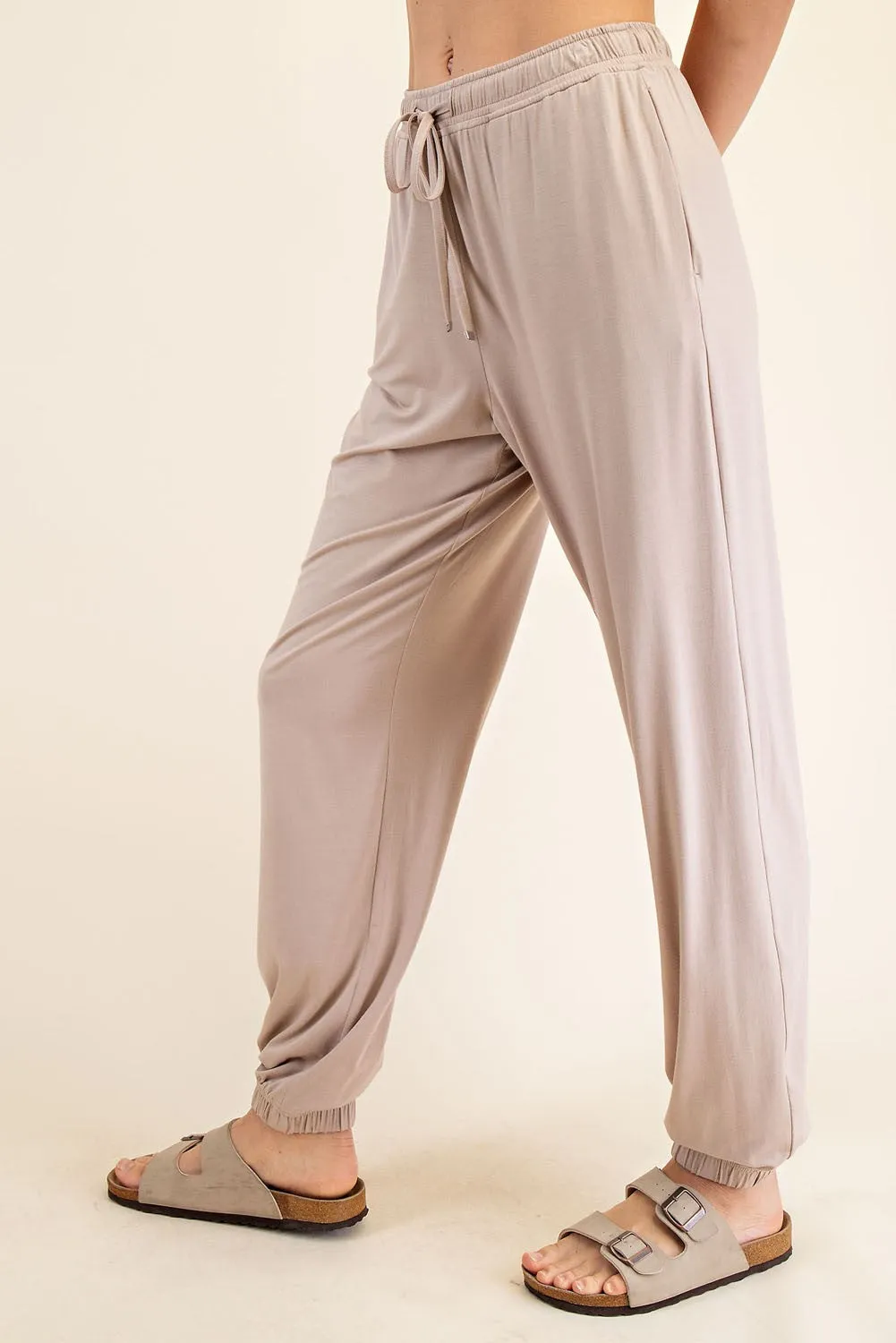 Beige Drawstring Jogger Pants sold by Pinkblush product image thumbnail 4