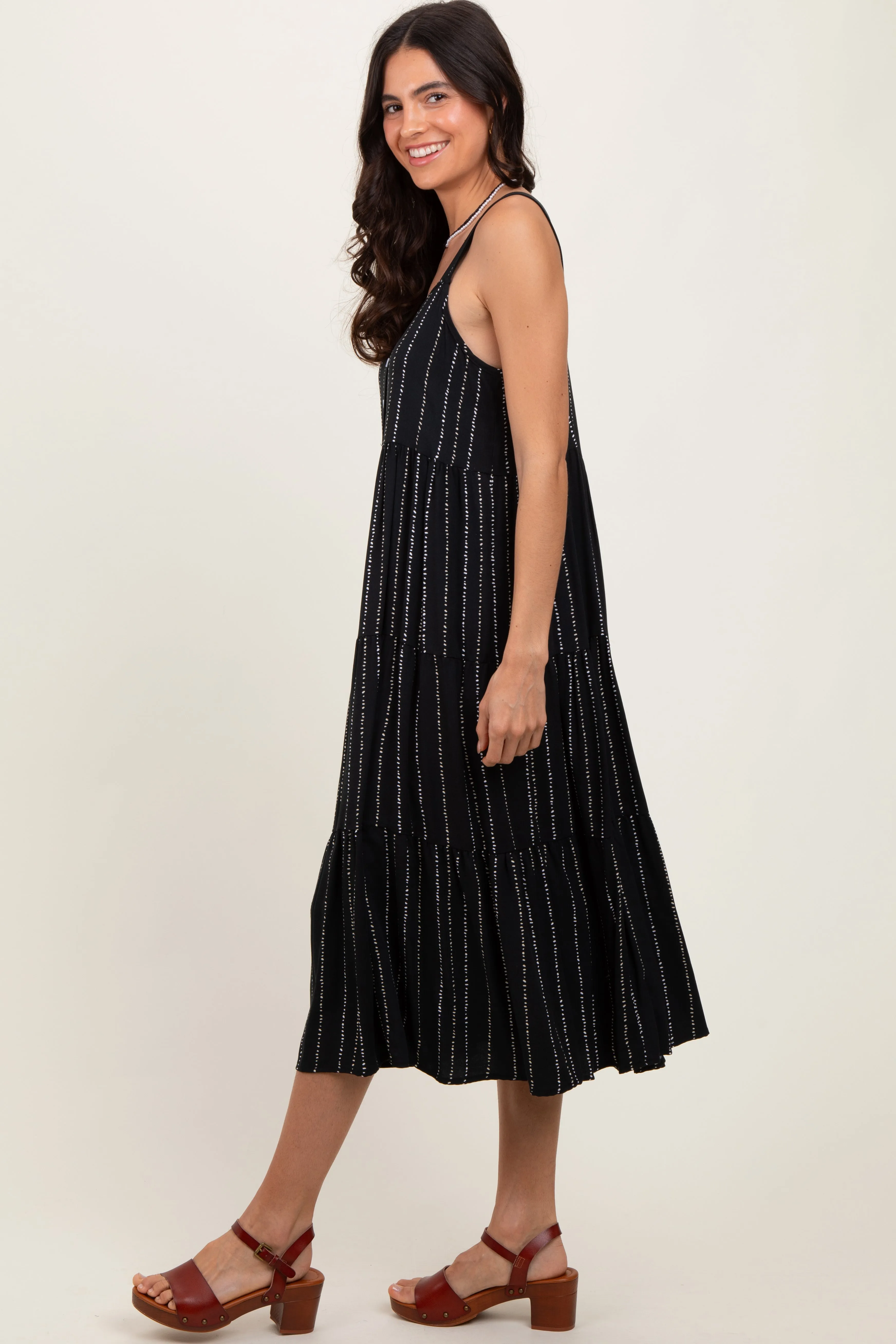 Black Dot Stripe Tiered Midi Dress sold by Pinkblush product image thumbnail 3