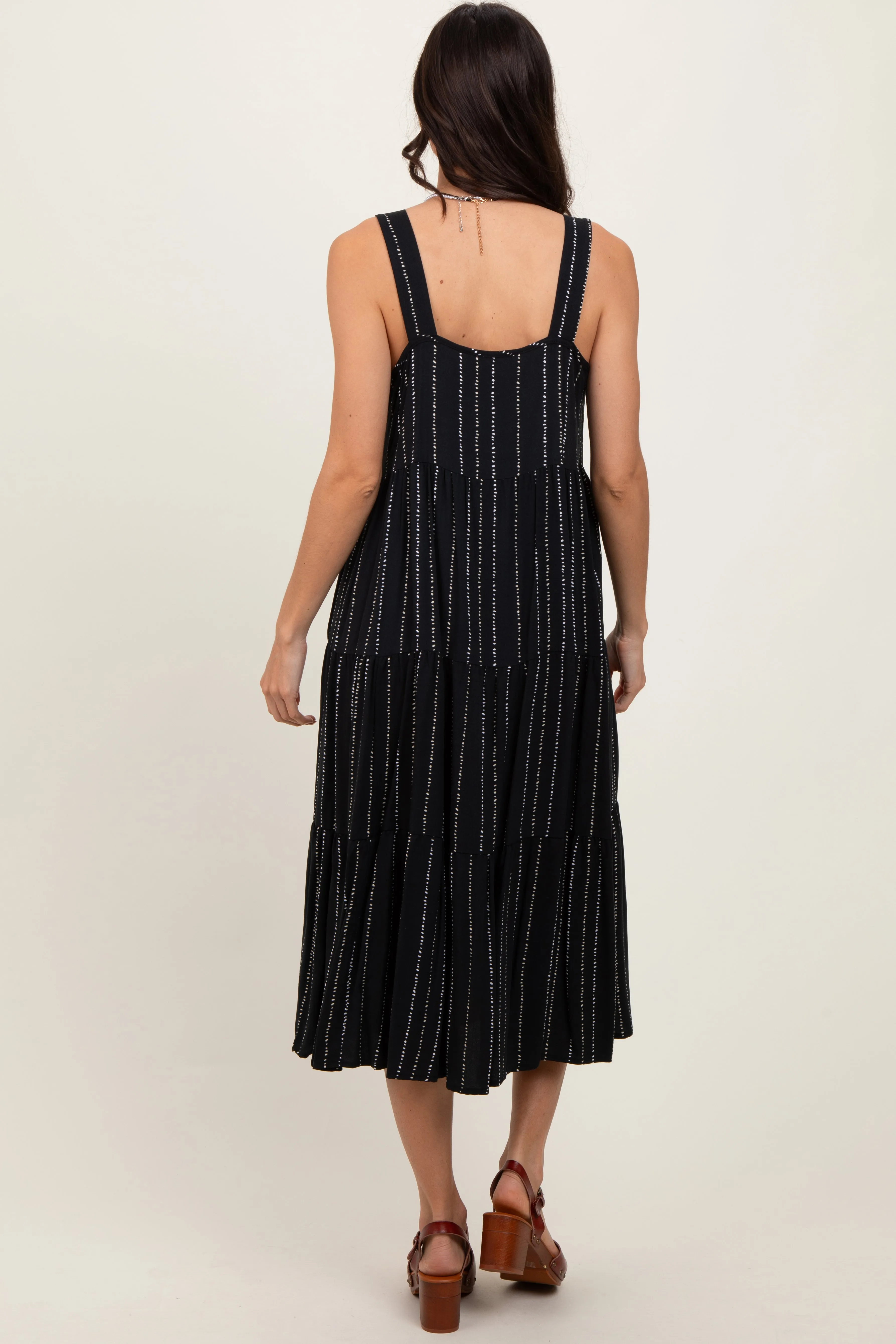 Black Dot Stripe Tiered Midi Dress sold by Pinkblush product image thumbnail 4