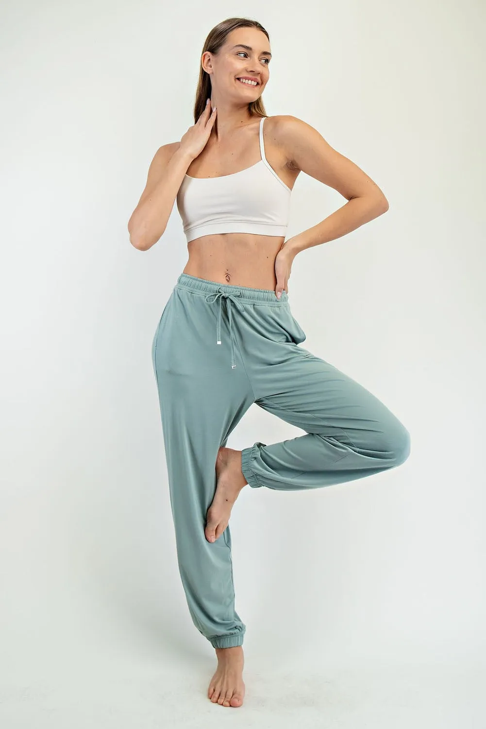 Jade Drawstring Jogger Pants sold by Pinkblush