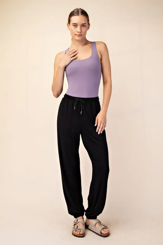Black Drawstring Jogger Pants sold by Pinkblush
