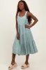 Light Olive Dot Stripe Tiered Midi Dress sold by Pinkblush