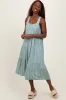 Light Olive Dot Stripe Tiered Midi Dress sold by Pinkblush